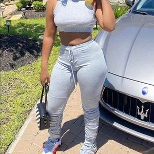 Summer two piece | Crop top | stacked pants